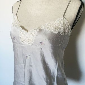 *VINTAGE* 100% silk floral lace camisole top